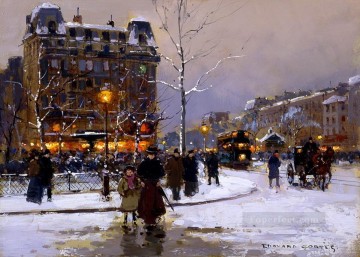 Landscapes Painting - EC place pigalle winter Parisian